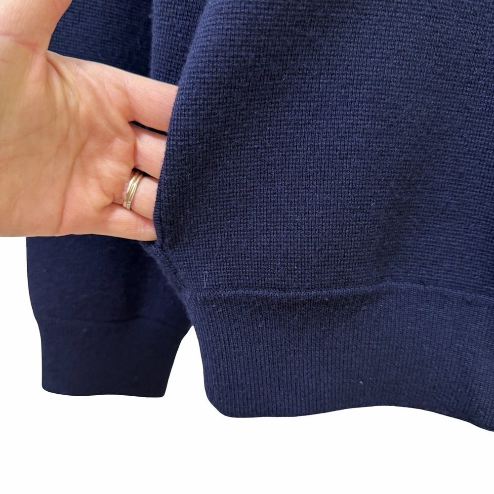 J Crew Womens‎ Merino Wool Full Zip Boxy Sweater Size XL Navy Blue Office Career - Picture 6 of 8